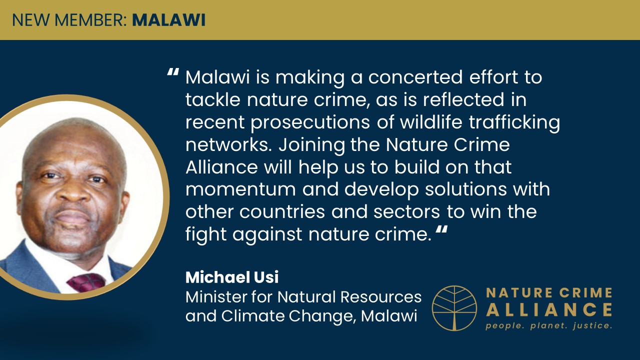 Malawi builds on recent law enforcement success by joining the Nature Crime Alliance
